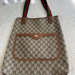 Gucci Monogram Beige and Brown Tote